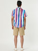 Summer Button Short Sleeve Colorful Striped Shirt