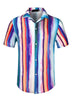 Summer Button Short Sleeve Colorful Striped Shirt