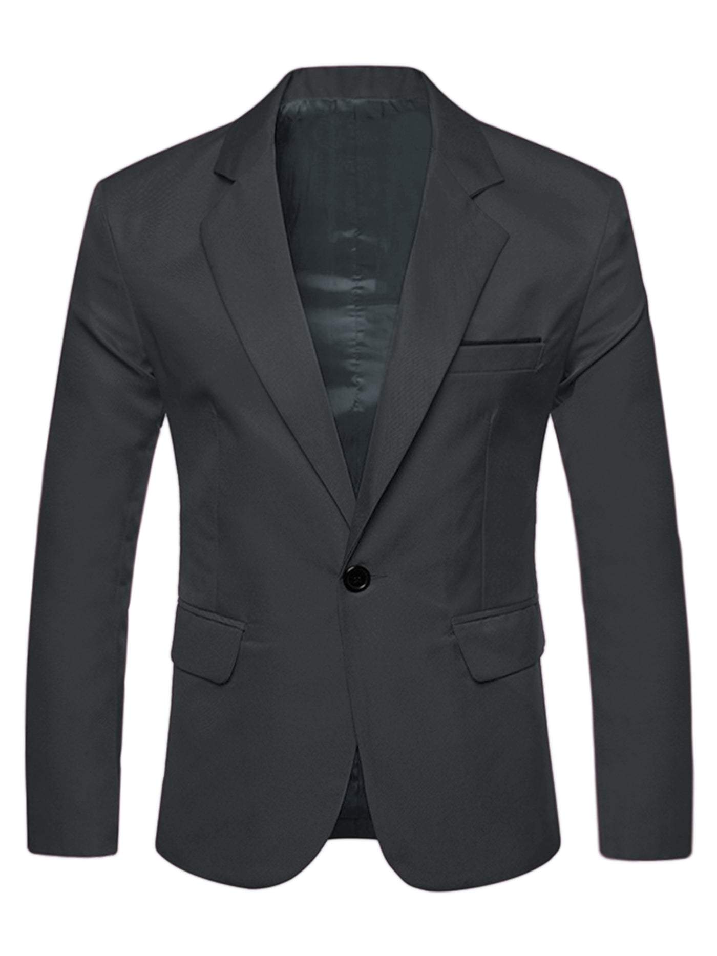 Bublédon Basic Notch Lapel Solid Color One Button Suit Blazer