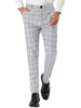 Casual Skinny Plaid Flat Front Business Dress Pants