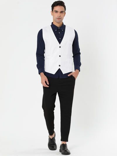 Solid V Neck Waistcoat Formal Business Suit Vest
