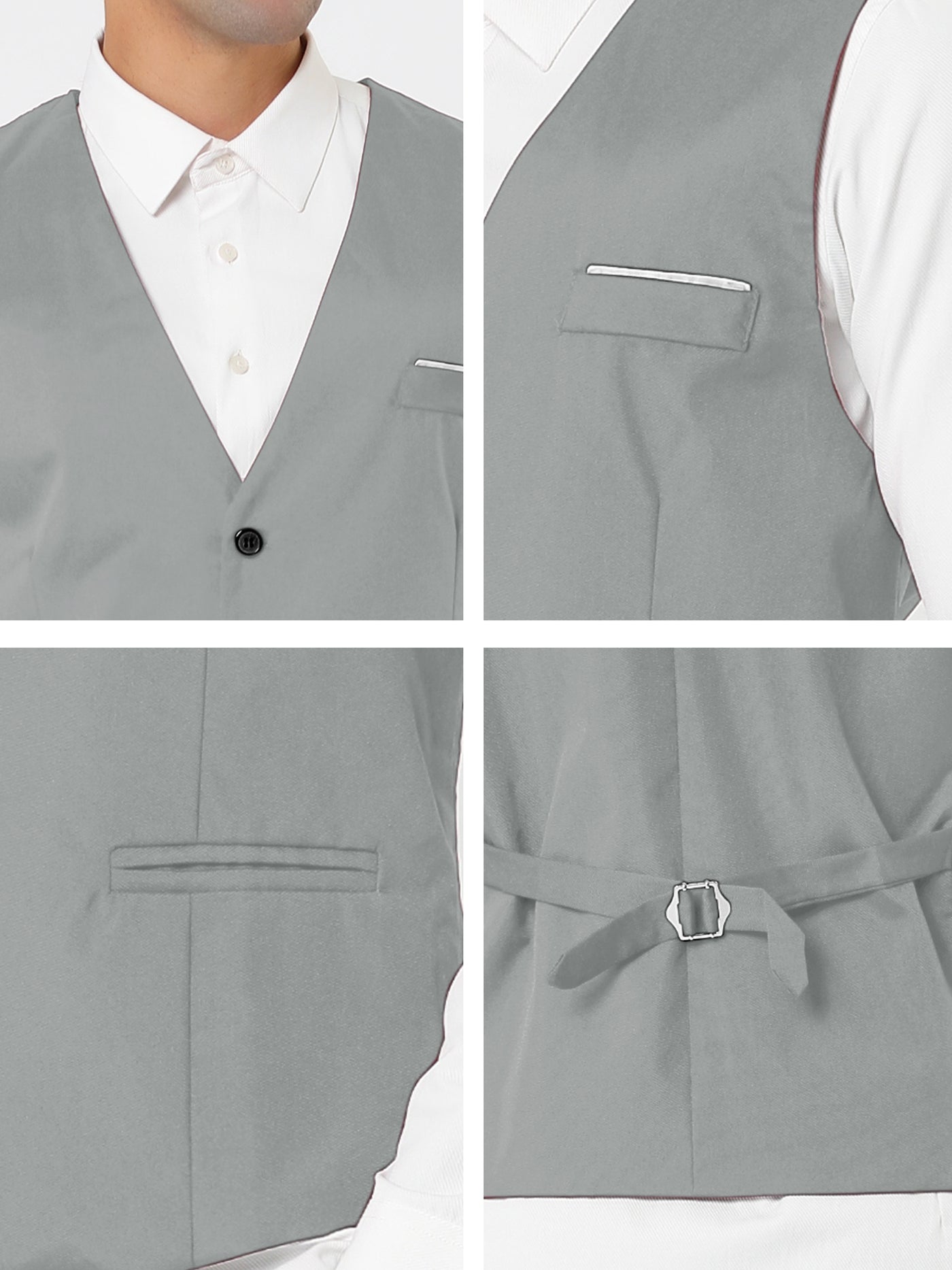 Bublédon Solid V Neck Waistcoat Formal Business Suit Vest