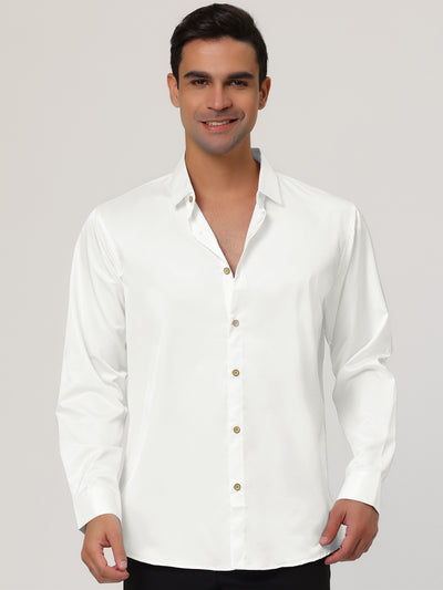 Satin Long Sleeve Button Down Formal Party Shirts