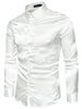 Satin Point Collar Long Sleeve Button Dress Shirts