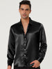 Satin Point Collar Long Sleeve Button Dress Shirts
