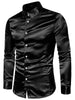 Satin Point Collar Long Sleeve Button Dress Shirts