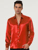 Satin Point Collar Long Sleeve Button Dress Shirts