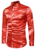 Satin Point Collar Long Sleeve Button Dress Shirts