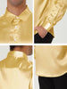 Satin Point Collar Long Sleeve Button Dress Shirts