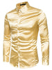 Satin Point Collar Long Sleeve Button Dress Shirts