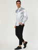 Satin Point Collar Long Sleeve Button Dress Shirts