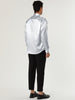 Satin Point Collar Long Sleeve Button Dress Shirts