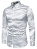 Satin Point Collar Long Sleeve Button Dress Shirts