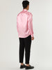 Satin Point Collar Long Sleeve Button Dress Shirts