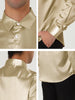 Satin Point Collar Long Sleeve Button Dress Shirts