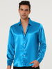 Satin Point Collar Long Sleeve Button Dress Shirts