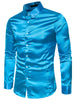 Satin Point Collar Long Sleeve Button Dress Shirts