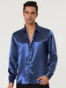 Satin Point Collar Long Sleeve Button Dress Shirts