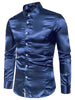 Satin Point Collar Long Sleeve Button Dress Shirts