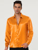 Satin Point Collar Long Sleeve Button Dress Shirts