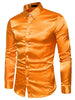 Satin Point Collar Long Sleeve Button Dress Shirts
