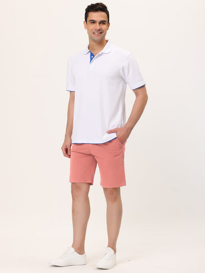 Summer Solid Flat Front Walk Chino Dress Shorts