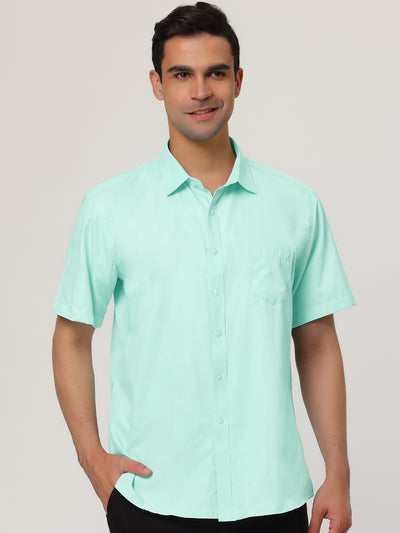 Lapel Short Sleeve Button Business Solid Color Shirt