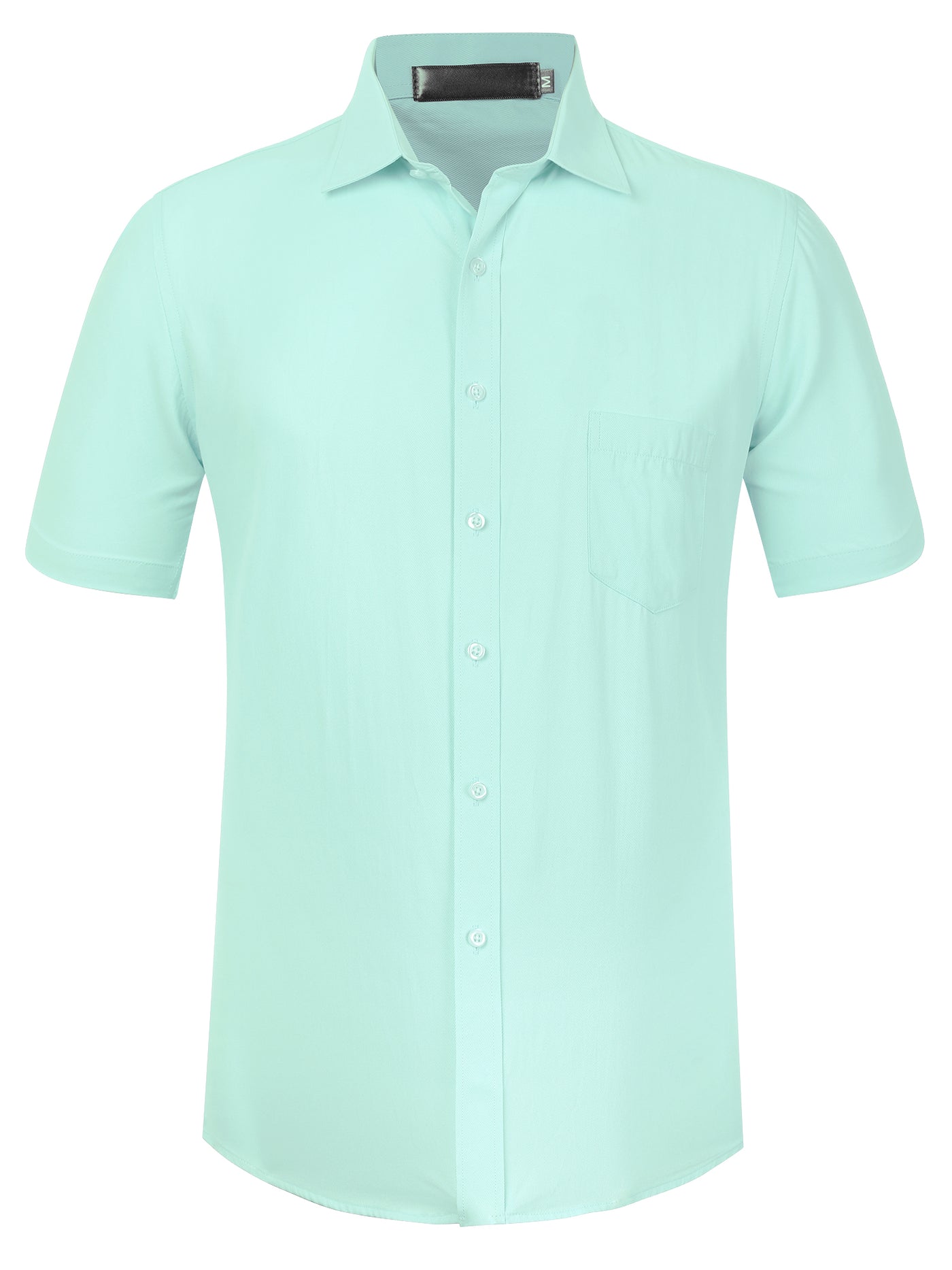 Bublédon Lapel Short Sleeve Button Business Solid Color Shirt