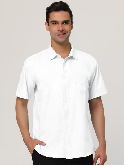 Lapel Short Sleeve Button Business Solid Color Shirt