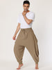 Solid Color Elastic Waist Slant Pockets Harem Pants