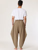 Solid Color Elastic Waist Slant Pockets Harem Pants