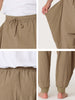 Solid Color Elastic Waist Slant Pockets Harem Pants