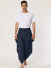 Solid Color Elastic Waist Slant Pockets Harem Pants
