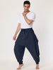 Solid Color Elastic Waist Slant Pockets Harem Pants