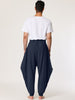 Solid Color Elastic Waist Slant Pockets Harem Pants