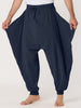 Solid Color Elastic Waist Slant Pockets Harem Pants