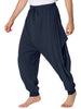 Solid Color Elastic Waist Slant Pockets Harem Pants