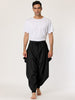 Solid Color Elastic Waist Slant Pockets Harem Pants