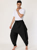 Solid Color Elastic Waist Slant Pockets Harem Pants