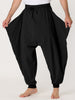 Solid Color Elastic Waist Slant Pockets Harem Pants