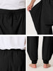 Solid Color Elastic Waist Slant Pockets Harem Pants