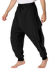 Solid Color Elastic Waist Slant Pockets Harem Pants