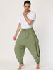 Solid Color Elastic Waist Slant Pockets Harem Pants