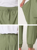 Solid Color Elastic Waist Slant Pockets Harem Pants