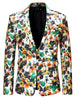 Lightweight Floral Print One Button Prom Suit Blazer