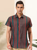 Summer Button Short Sleeve Colorful Striped Shirt