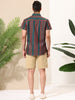 Summer Button Short Sleeve Colorful Striped Shirt
