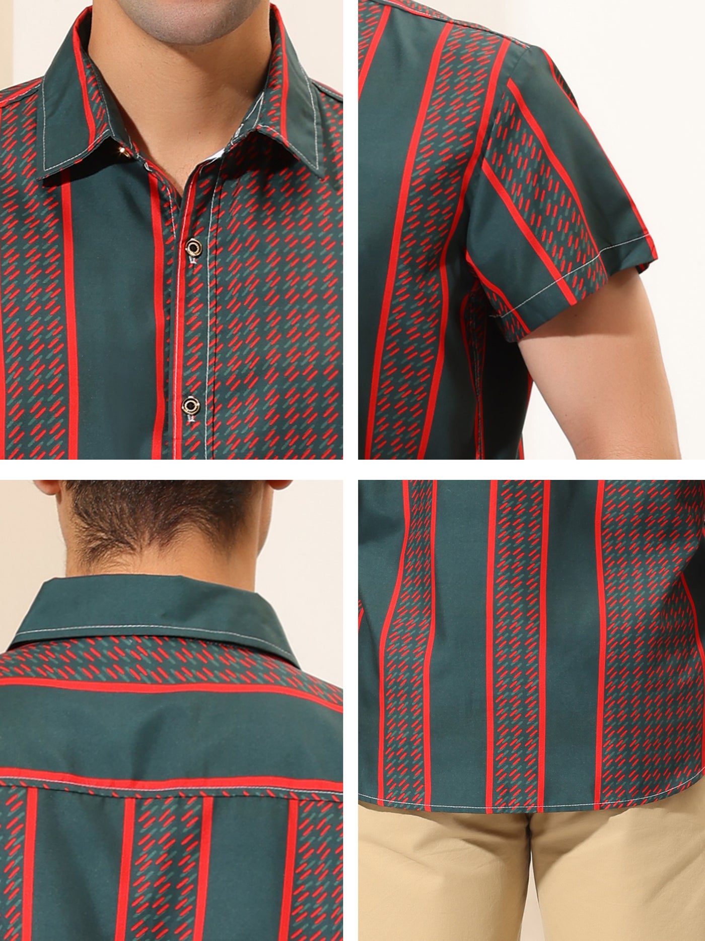 Bublédon Summer Button Short Sleeve Colorful Striped Shirt