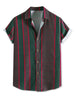 Summer Button Short Sleeve Colorful Striped Shirt