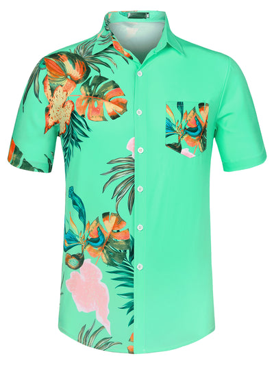 Chic Summer Leaf Printed Patchwork Hawaiian Shirt